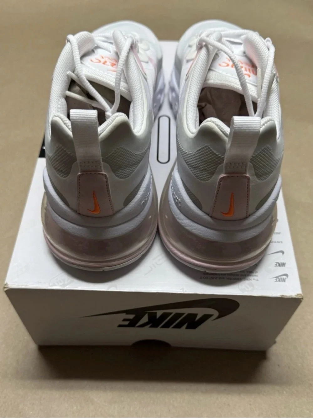 Nike Air Max 270 React White Pink Foam Women’s size 12 Running NEW!
